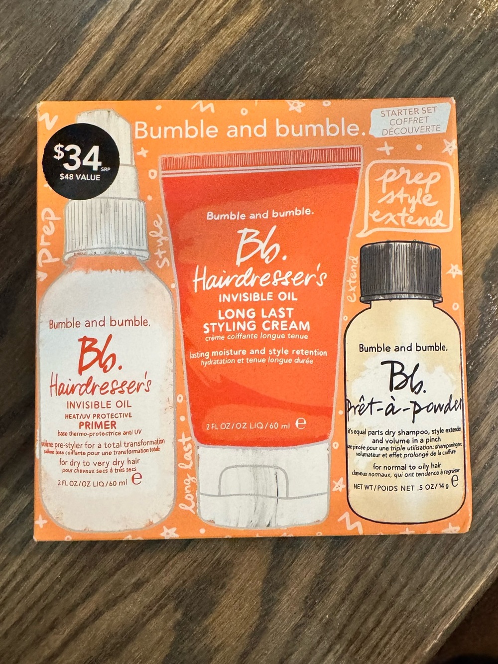 Bumble and Bumble Hairdresser’s Invisible Oil Prep Style Extend Set NIB